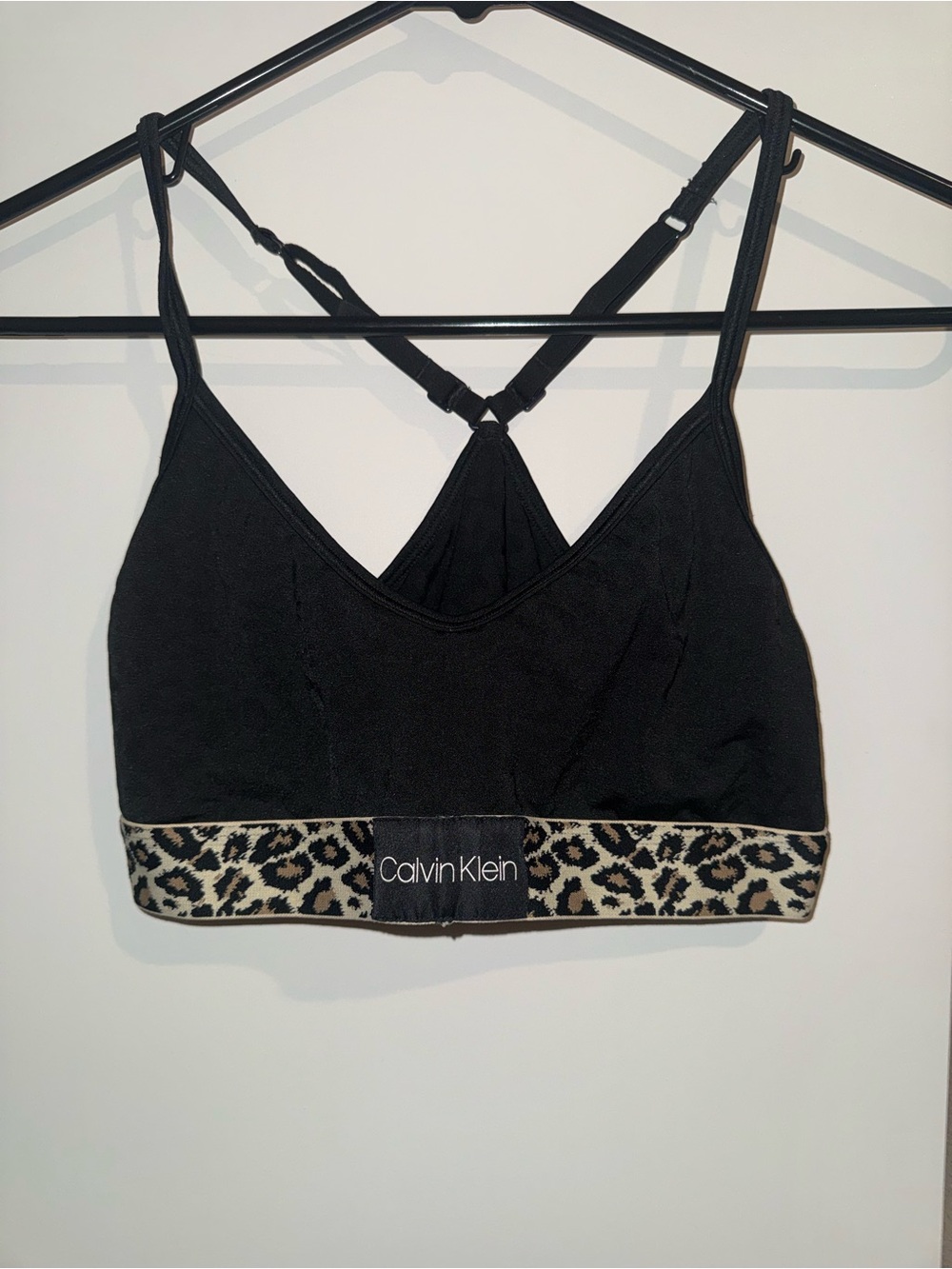 Calvin Klein Black Bralette with Leopard-Print Band
